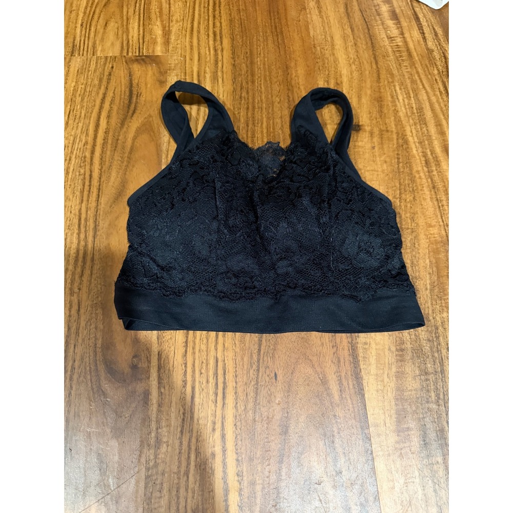 Coquette Womens RN 158740 Lace Overlay Bralette Medium Black